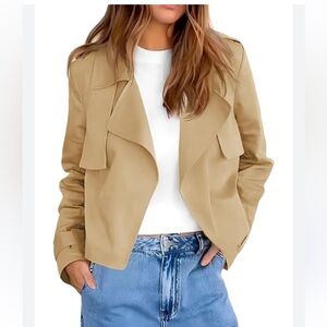 Allison Joy stylish Tan Open Front light weight Jacket Size S